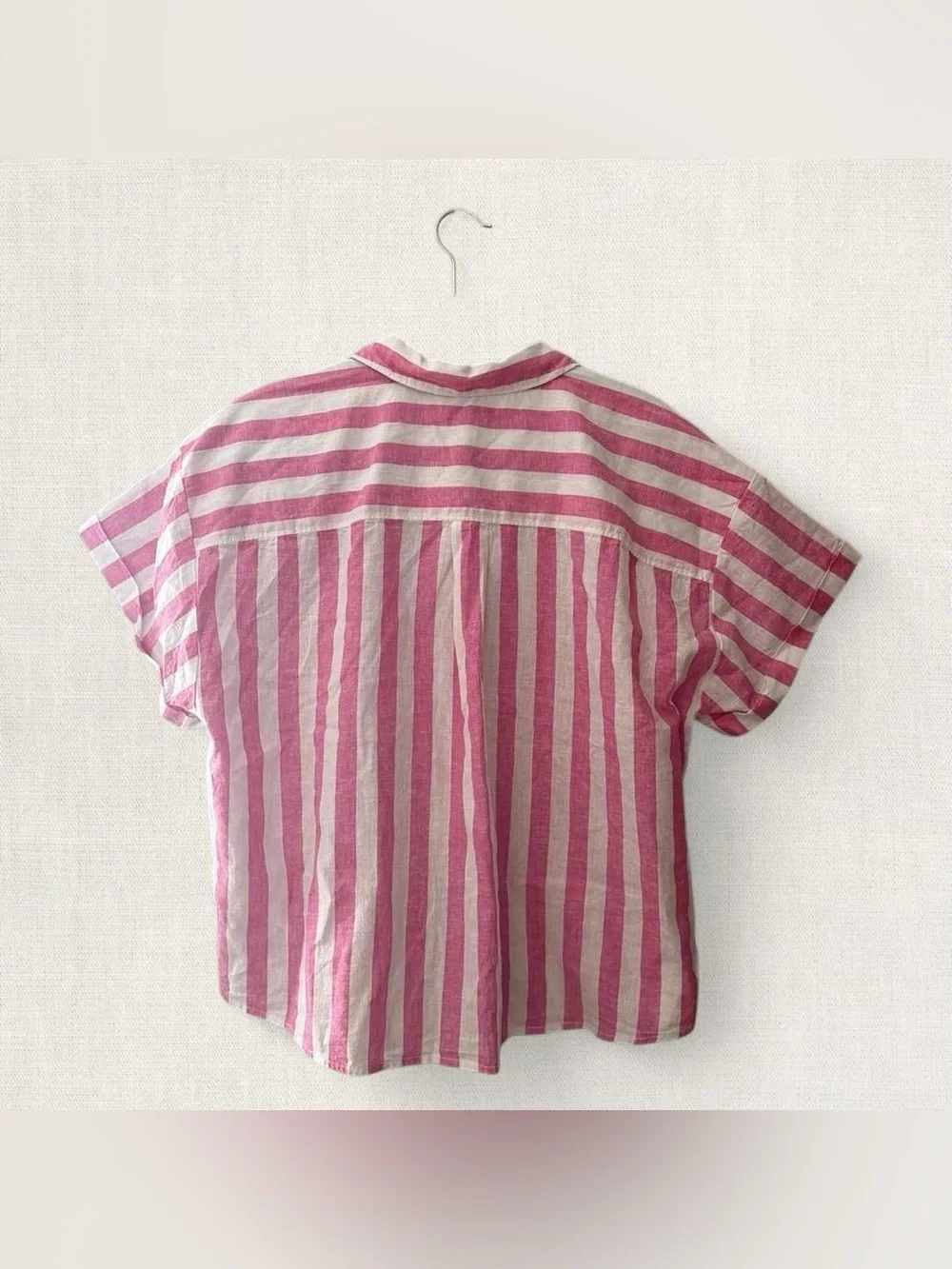 J. Crew Pink and White Striped Collared Shirt